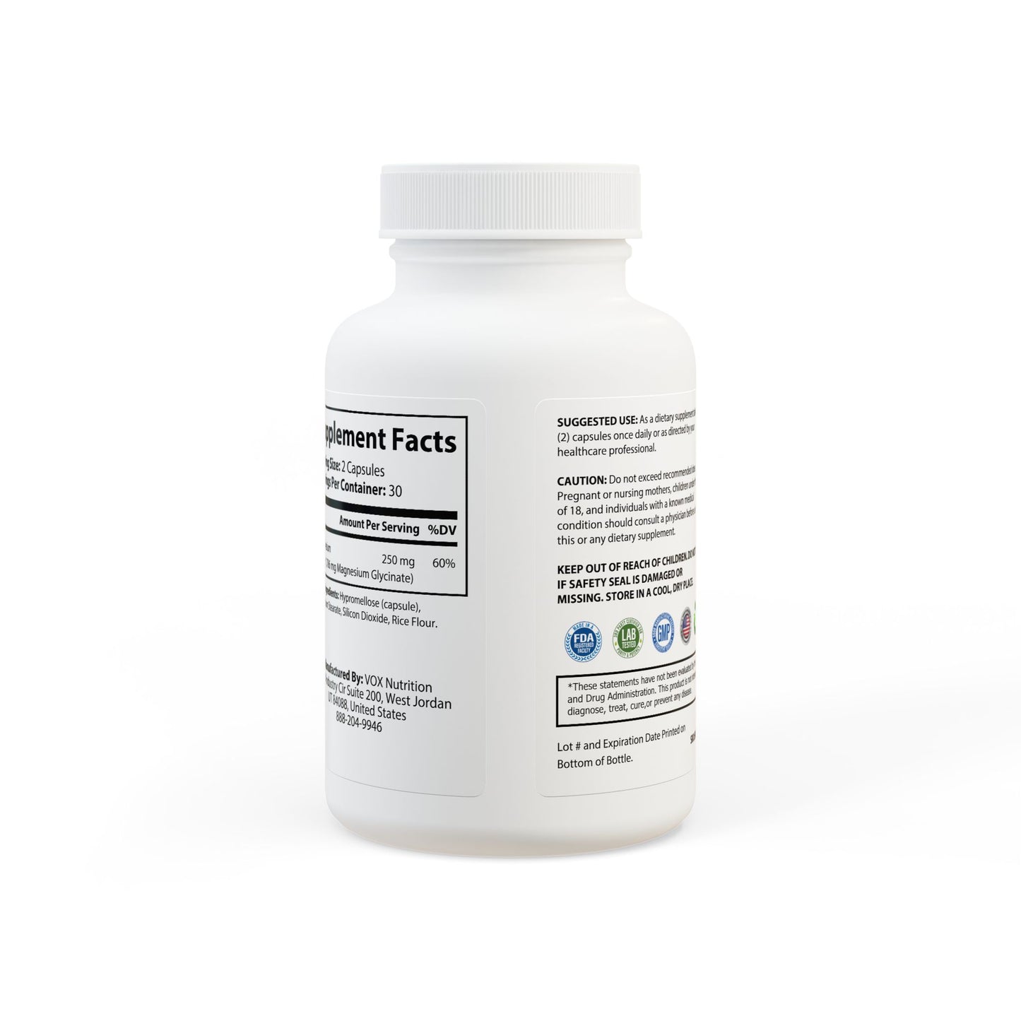 Magnesium Glycinate Supplement 73R1 – Recuperación Muscular y Soporte de Rendimiento · 60 cápsulas