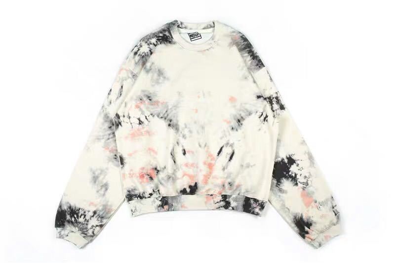 73r1 - Tie-Dyed Bone Print Cotton Sweater Couple Leisure