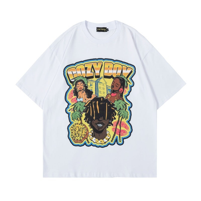 73r1 - American Fashion Brand West Coast Hip Hop Funny Vintage T-shirt