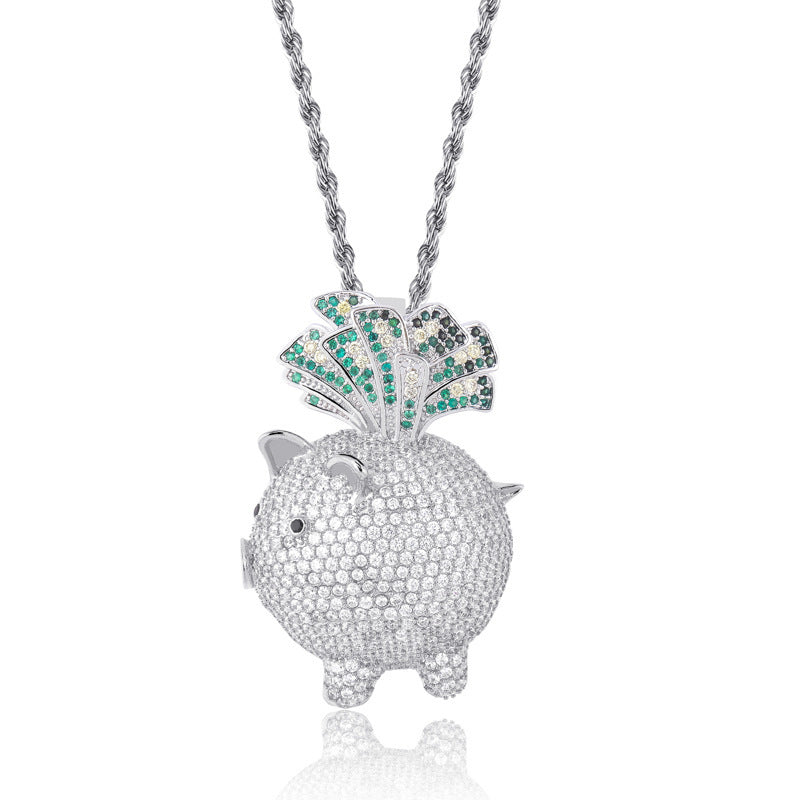 73r1 - Lucky Hog colgante cerdito con circonitas unisex