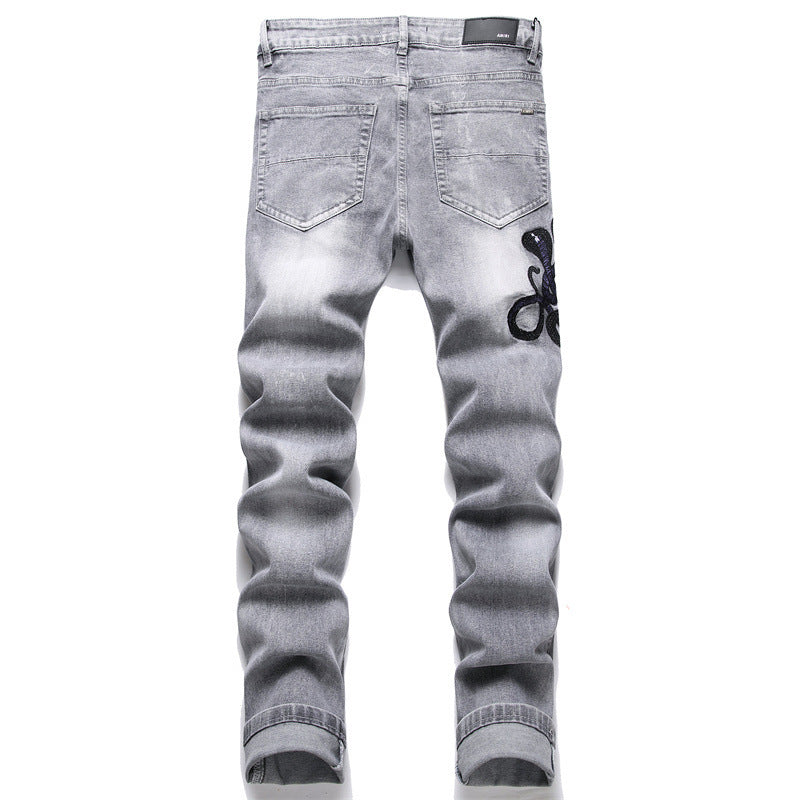 73r1 - Skinny Jeans con Bordado y Estilo Callejero