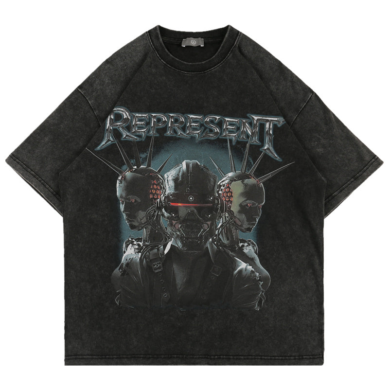 73r1 - Washcore Dark Grey Artistic Print Youth Tee