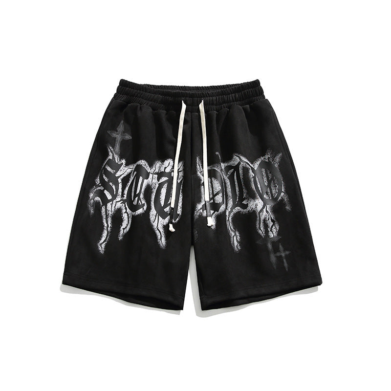 73r1 - Hip Hop Letter Print Sports Shorts Men Loose Street