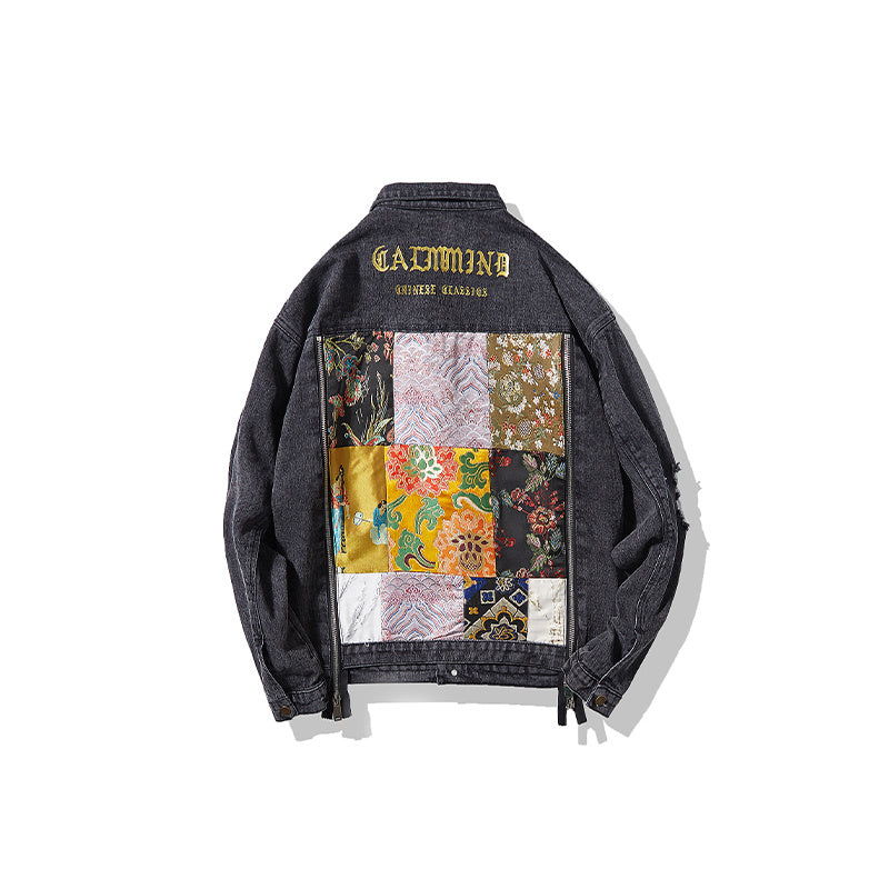 73r1 - Cloth Zipper Denim Couple Clothes Coat Loose Jacket