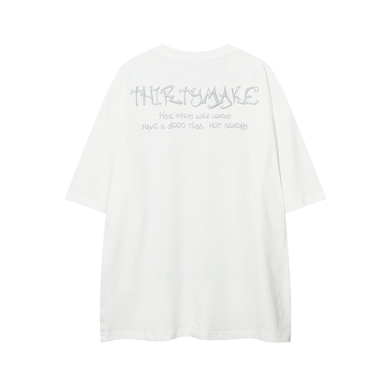 73r1 - American Street Hip Hop Short Sleeve Printed Round Neck T-shirt