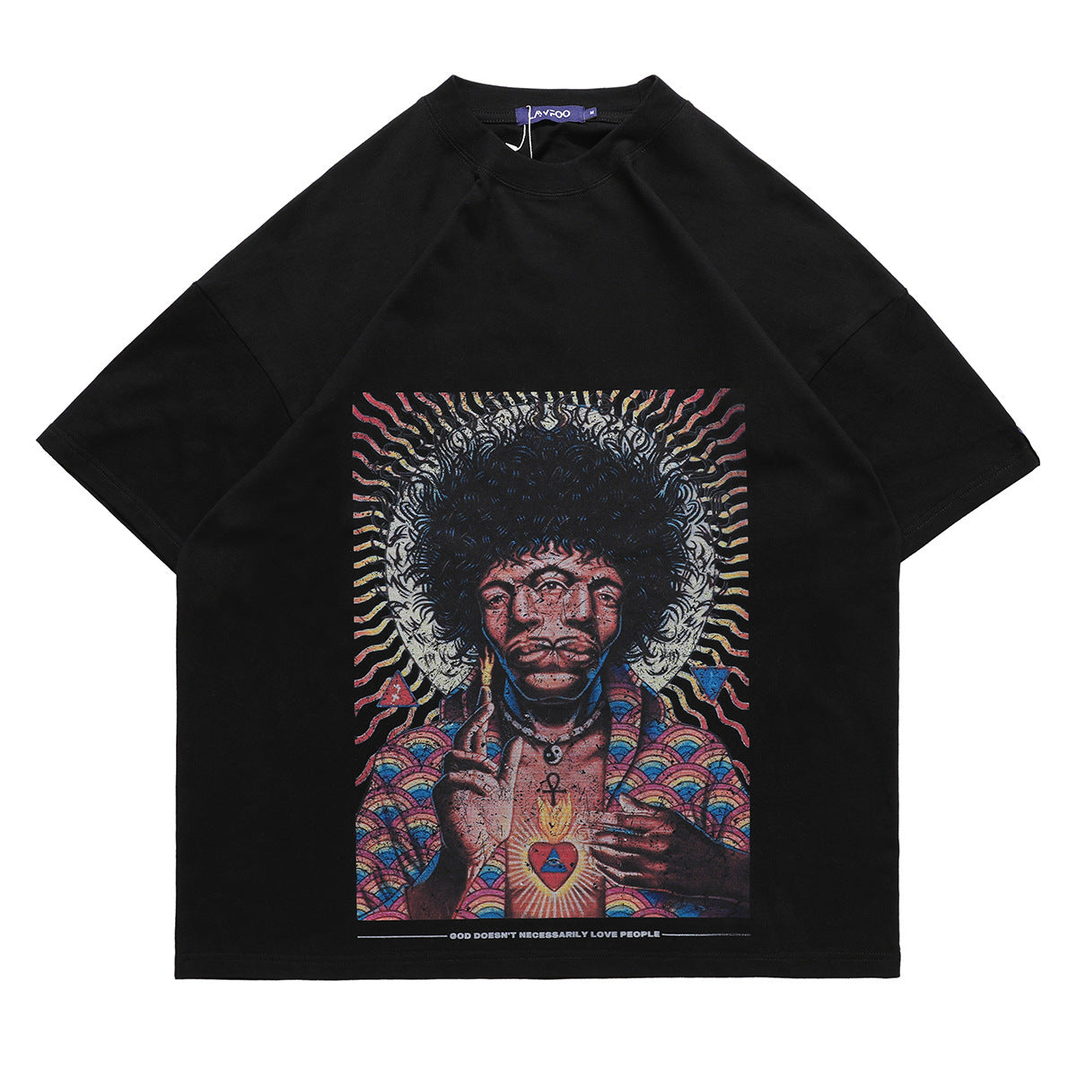 73r1 - National Trend Hip Hop Alphabet Print Loose T-Shirt