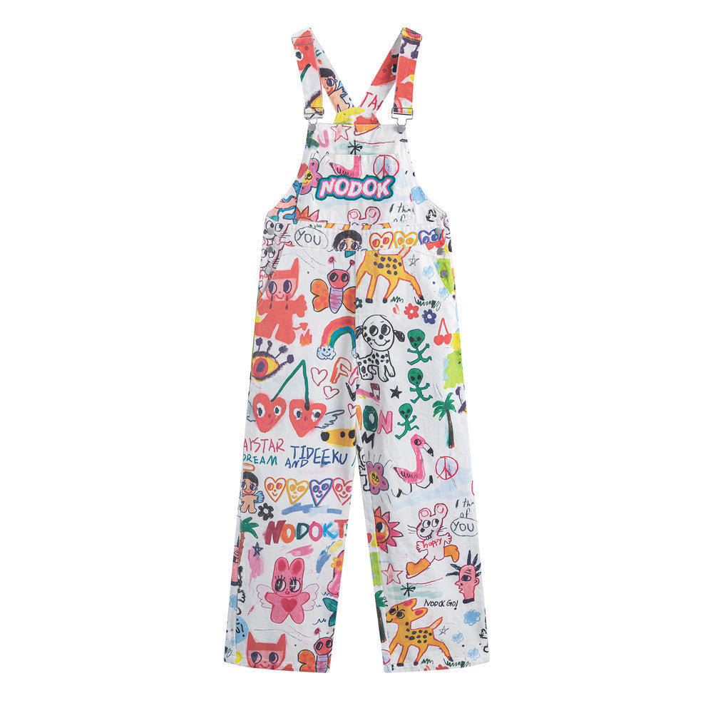 73r1 - Cartoon Print Cotton Leisure Romper Apricot Youth