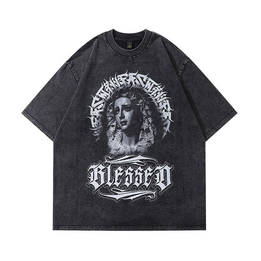 73r1 - Camiseta oversize estilo high street con estampado de dibujos animados