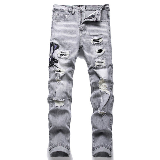 73r1 - Skinny Jeans con Bordado y Estilo Callejero