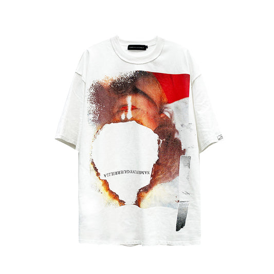 73r1 - Camiseta hip-hop oversize con estampado de personajes