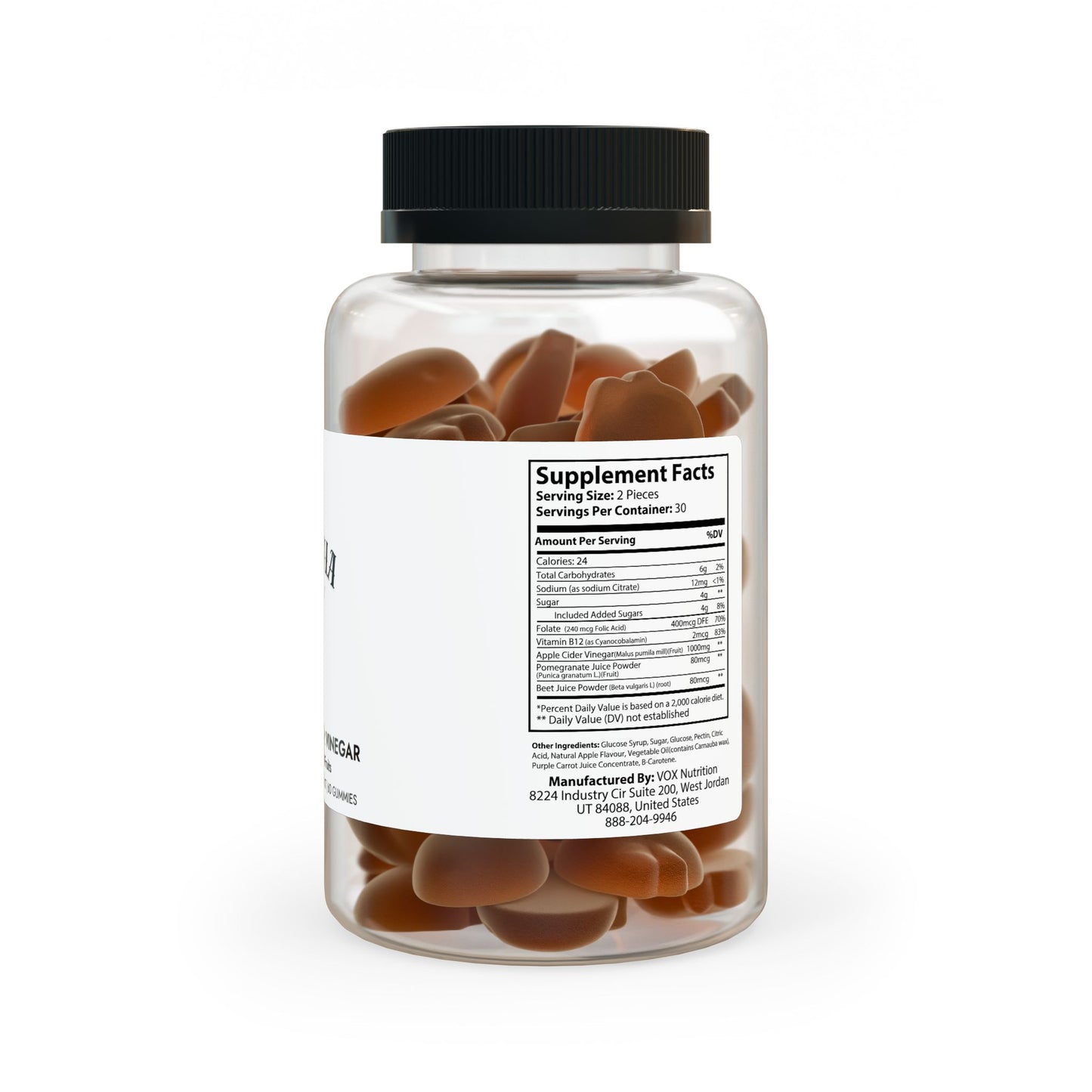 Apple Cider Vinegar Gummies Supplement 73R1 – Energía, Rendimiento y Antioxidantes · 60 gummies