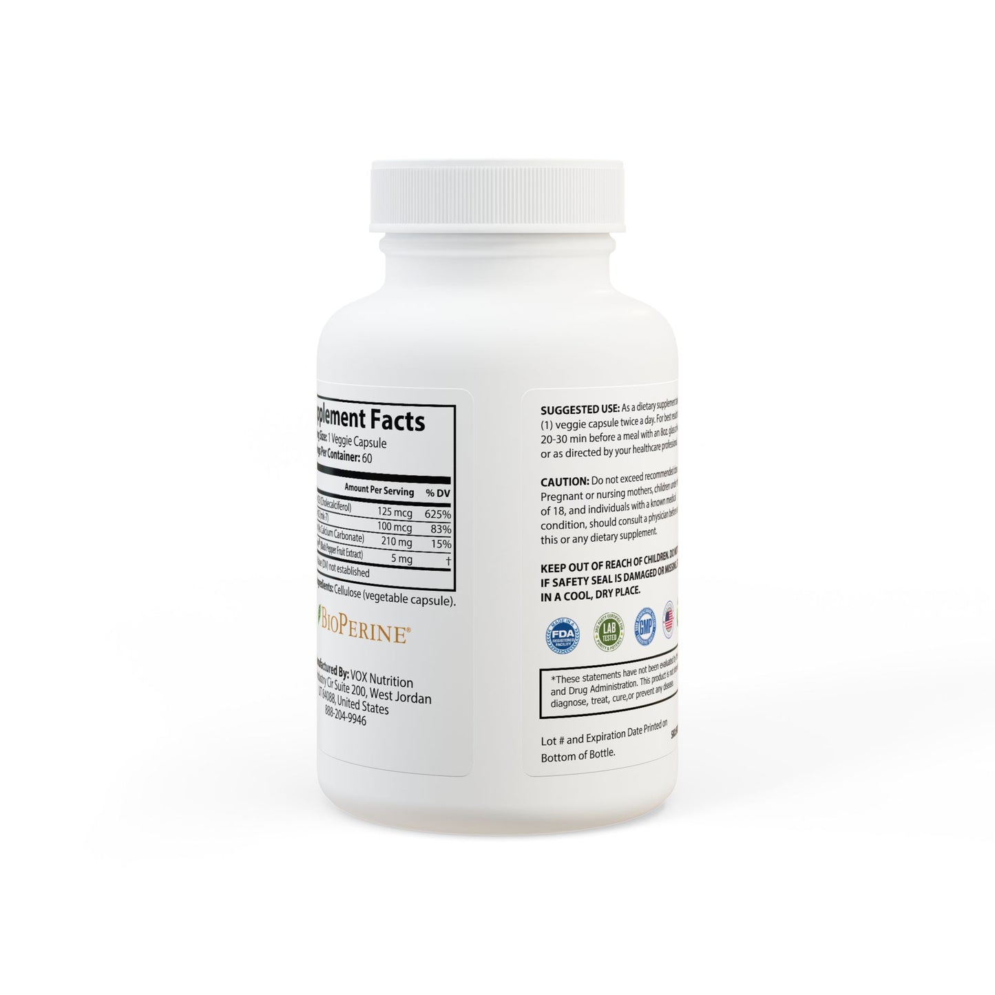 Vitamin K2 + D3 Supplement 73R1 – Función Muscular y Soporte de Rendimiento · 60 cápsulas