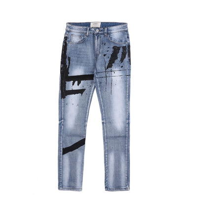 73r1 - Slim fit denim azul oscuro estilo coreano