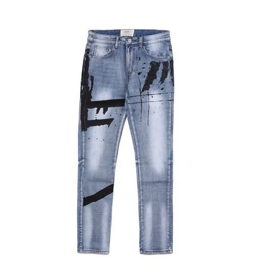 73r1 - Slim fit denim azul oscuro estilo coreano