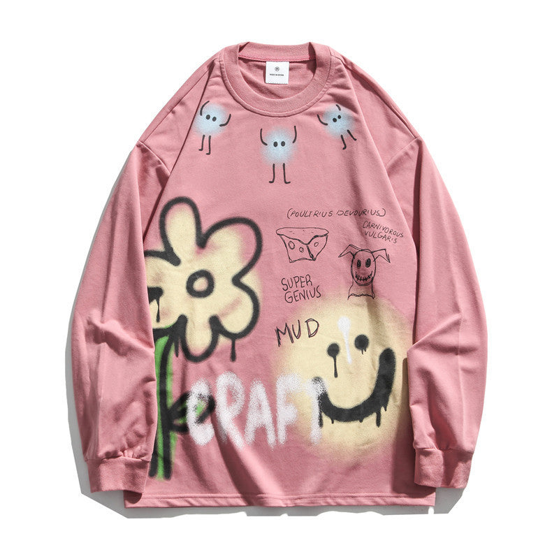 73r1 - Hip Hop Loose Casual Couple Long Sleeve