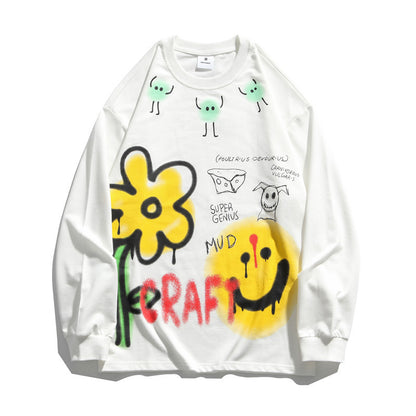 73r1 - Hip Hop Loose Casual Couple Long Sleeve