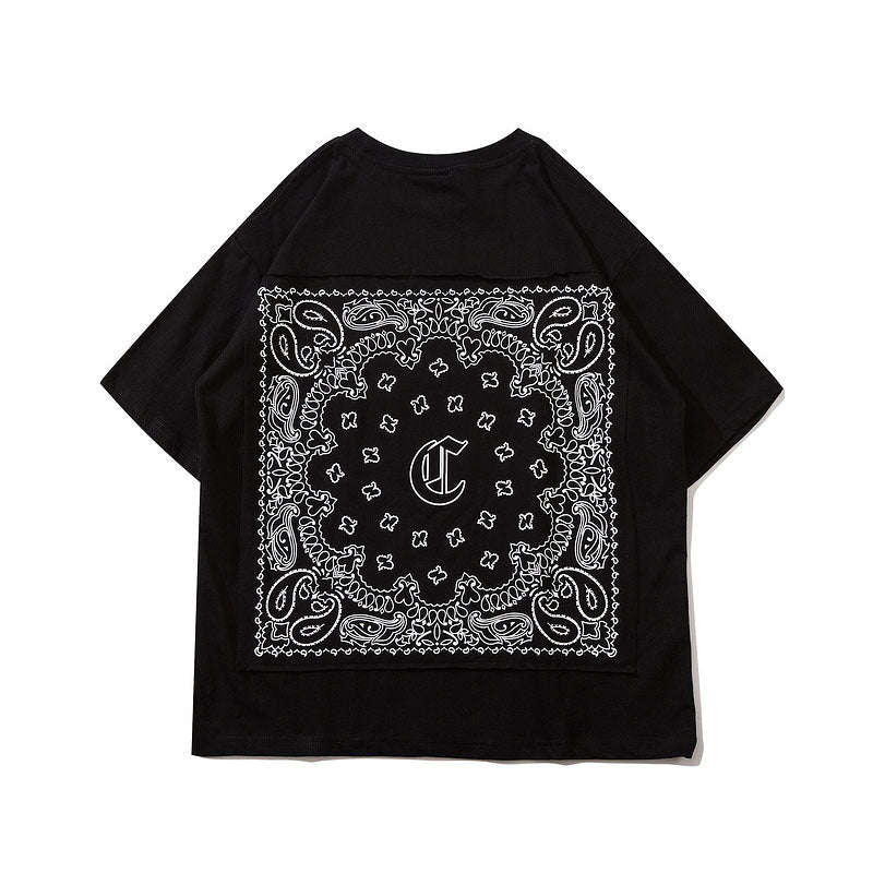 73r1 - Camiseta casual oversize con letras y detalles geométricos