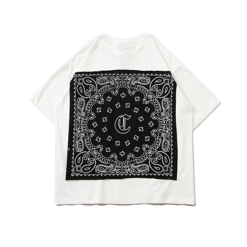 73r1 - Camiseta casual oversize con letras y detalles geométricos