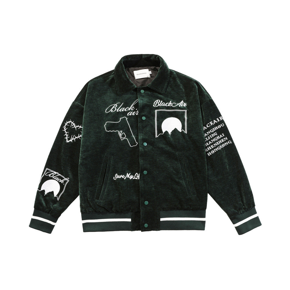 73r1 - Embroidered Letter Street Fashion Polyester Jacket Men