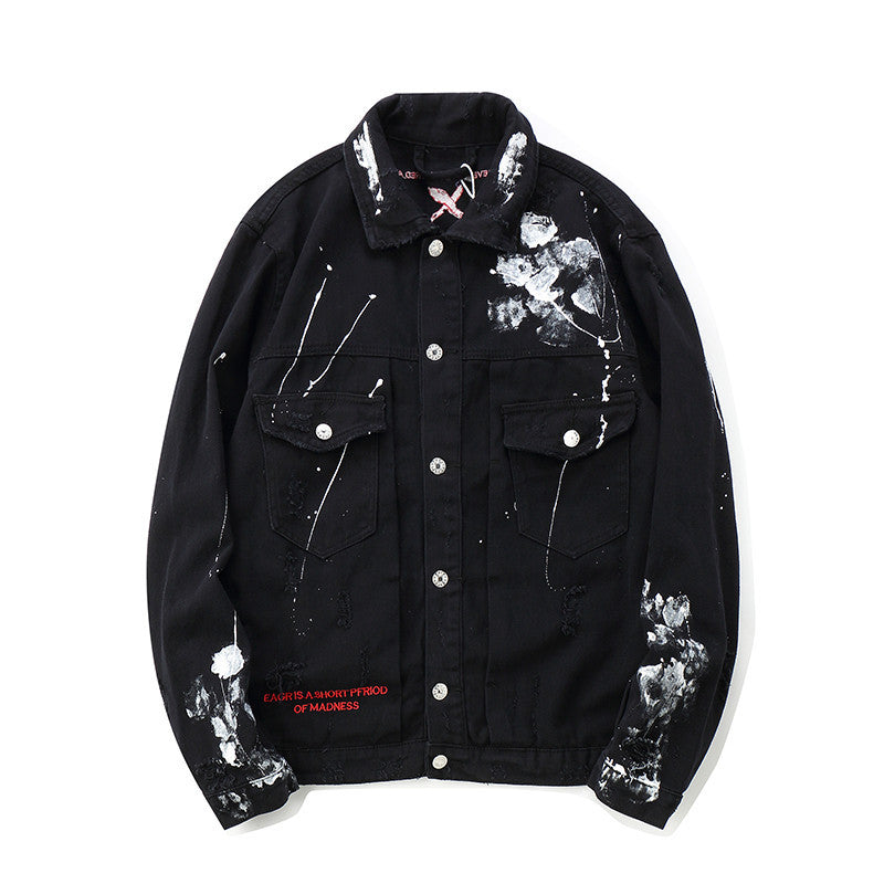 73r1 - Graffiti Splash Paint Retro Denim Jacket