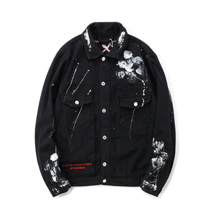 73r1 - Graffiti Splash Paint Retro Denim Jacket