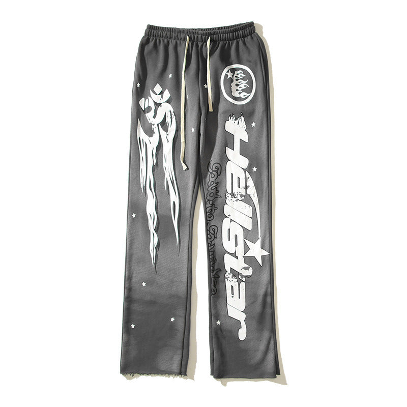 73r1 - Retro Letter Print Hip Hop Straight Sweatpants