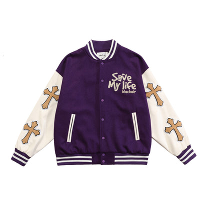 73r1 - National Tide Hip Hop Embroidered Baseball Jacket