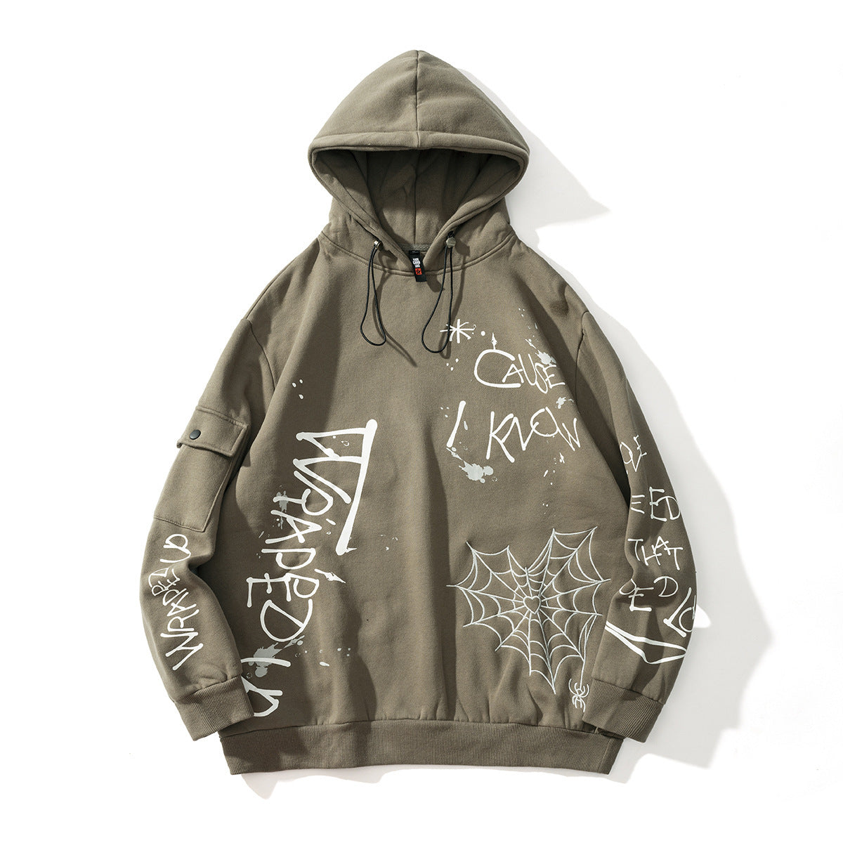 73r1 - High Street Hip Hop Graffiti Embroidered Print Hoodie