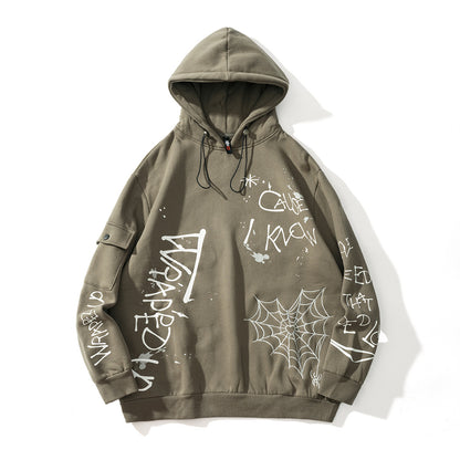 73r1 - High Street Hip Hop Graffiti Embroidered Print Hoodie