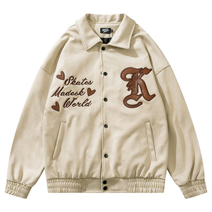 73r1 - Retro Letter Embroidered High Street Jacket Teen