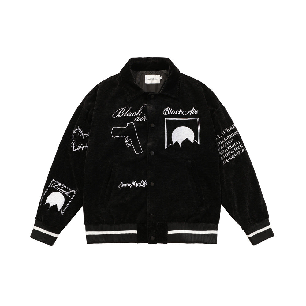 73r1 - Embroidered Letter Street Fashion Polyester Jacket Men