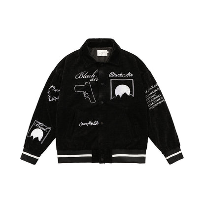 73r1 - Embroidered Letter Street Fashion Polyester Jacket Men