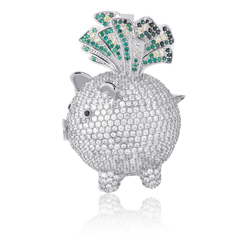 73r1 - Lucky Hog colgante cerdito con circonitas unisex