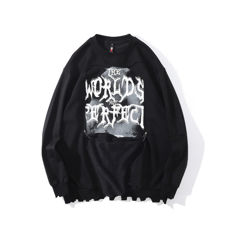 73r1 - High Street Hip Hop Loose Letter Print Sweatshirt