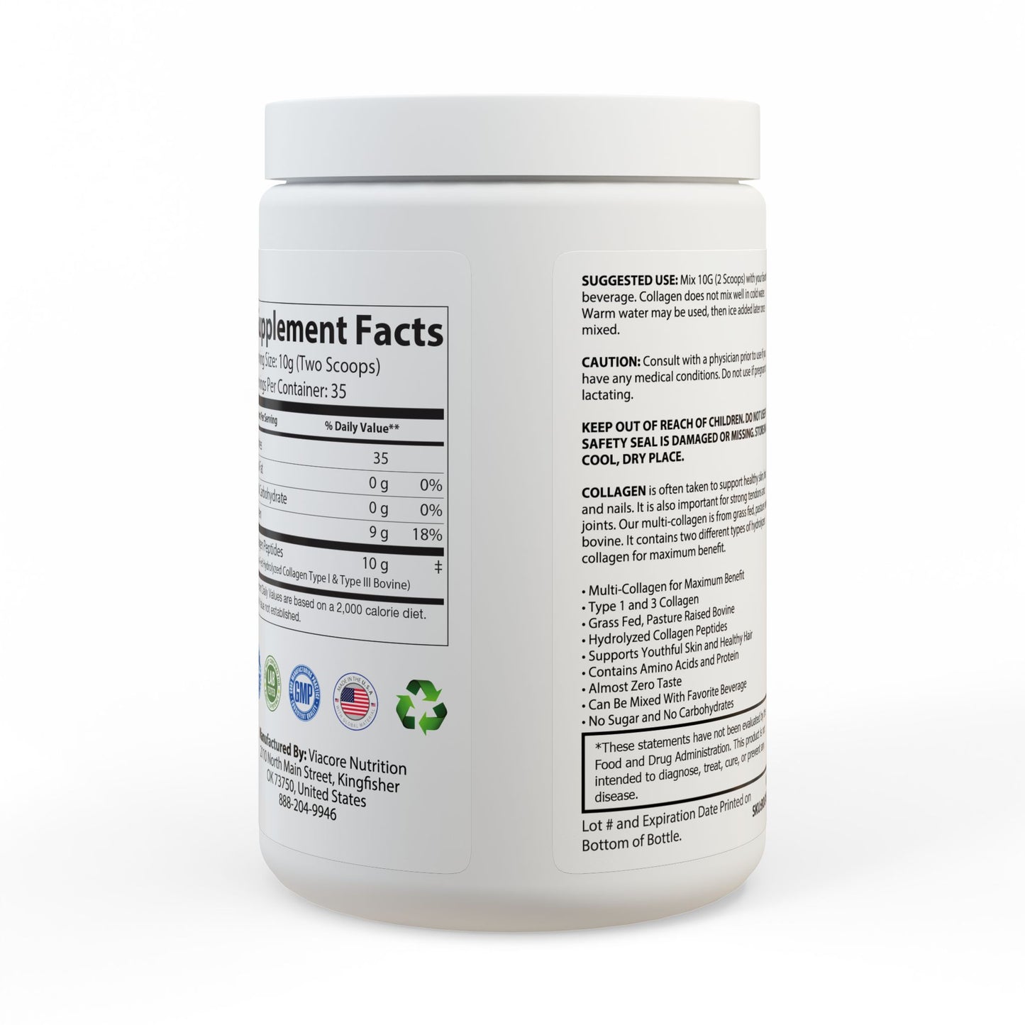 Collagen Peptides Type I & III Supplement 73R1 – Hidratación Cutánea y Soporte Articular · 350 g (12.3 oz)