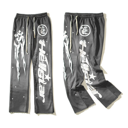 73r1 - Retro Letter Print Hip Hop Straight Sweatpants