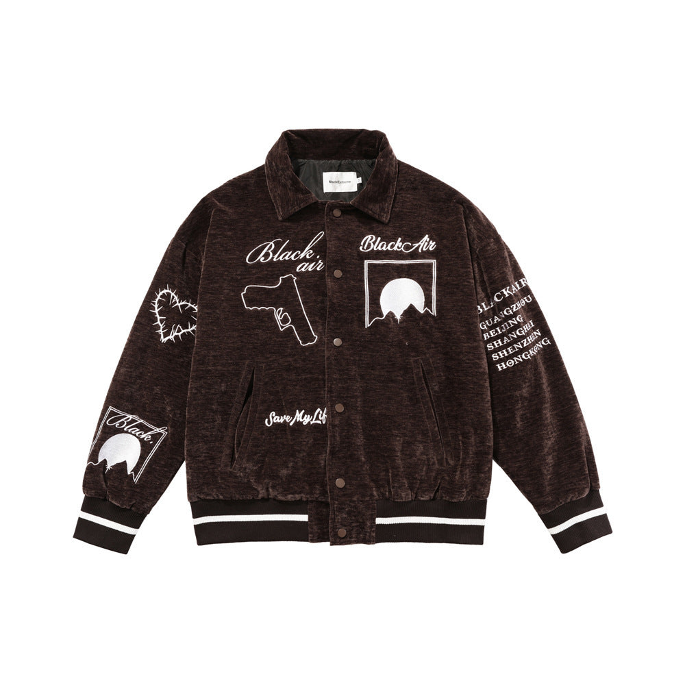 73r1 - Embroidered Letter Street Fashion Polyester Jacket Men