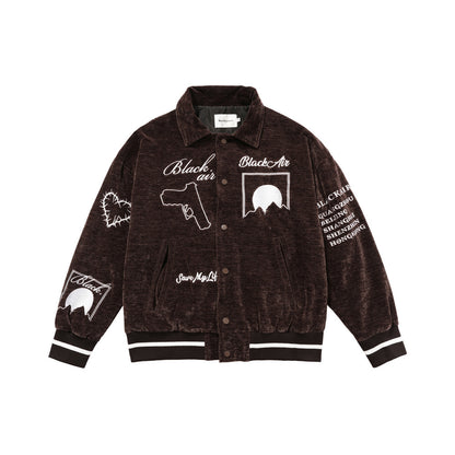 73r1 - Embroidered Letter Street Fashion Polyester Jacket Men