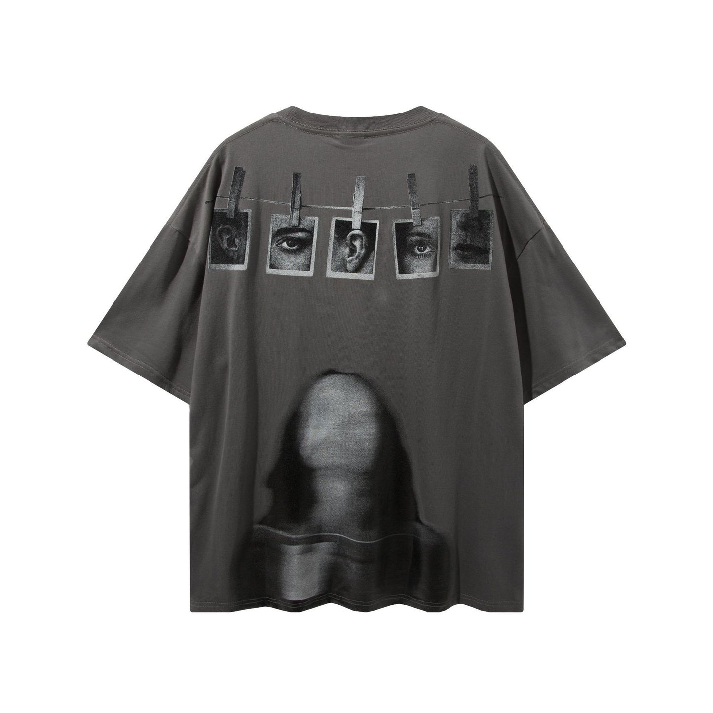 73r1 - Portrait Letter Print Loose Fit Short Sleeve T-Shirt