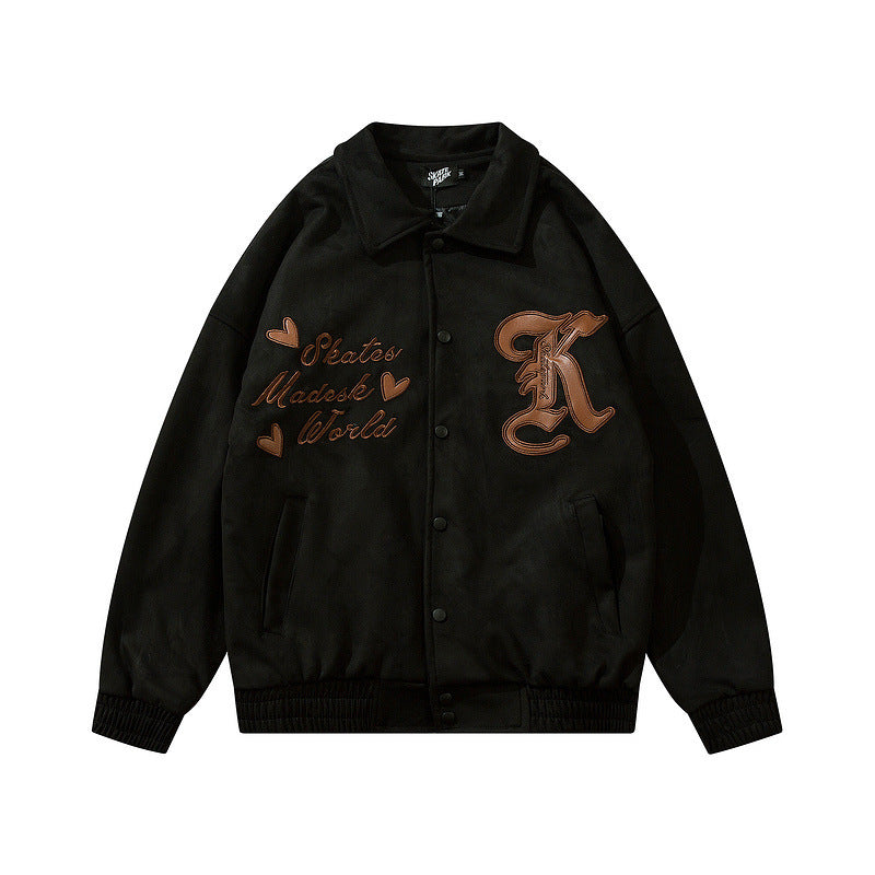73r1 - Retro Letter Embroidered High Street Jacket Teen