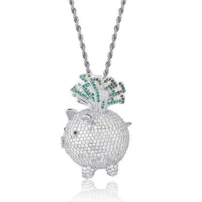 73r1 - Lucky Hog colgante cerdito con circonitas unisex