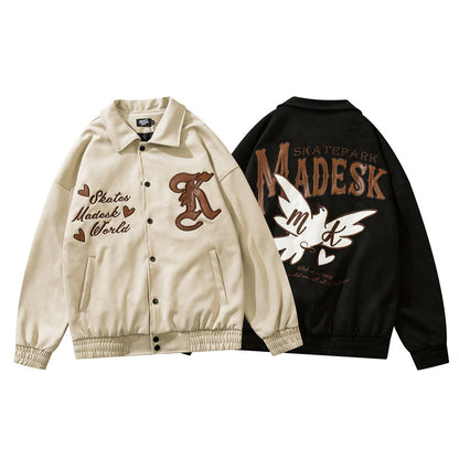 73r1 - Retro Letter Embroidered High Street Jacket Teen