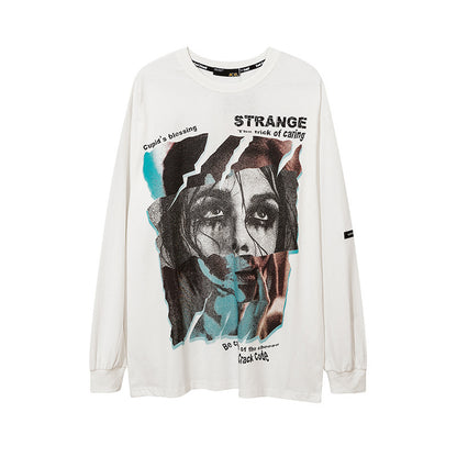 73r1 - High Street Hip Hop Portrait Graffiti Long Sleeve T-Shirt