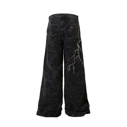 73r1 – BoltCore Capsule · Embroidered Denim Jeans · Industrial Impact Cut