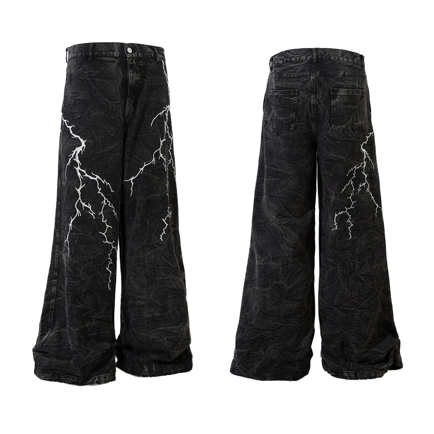73r1 – BoltCore Capsule · Embroidered Denim Jeans · Industrial Impact Cut