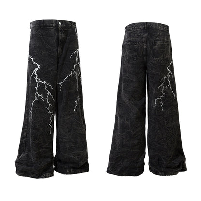 73r1 – BoltCore Capsule · Embroidered Denim Jeans · Industrial Impact Cut