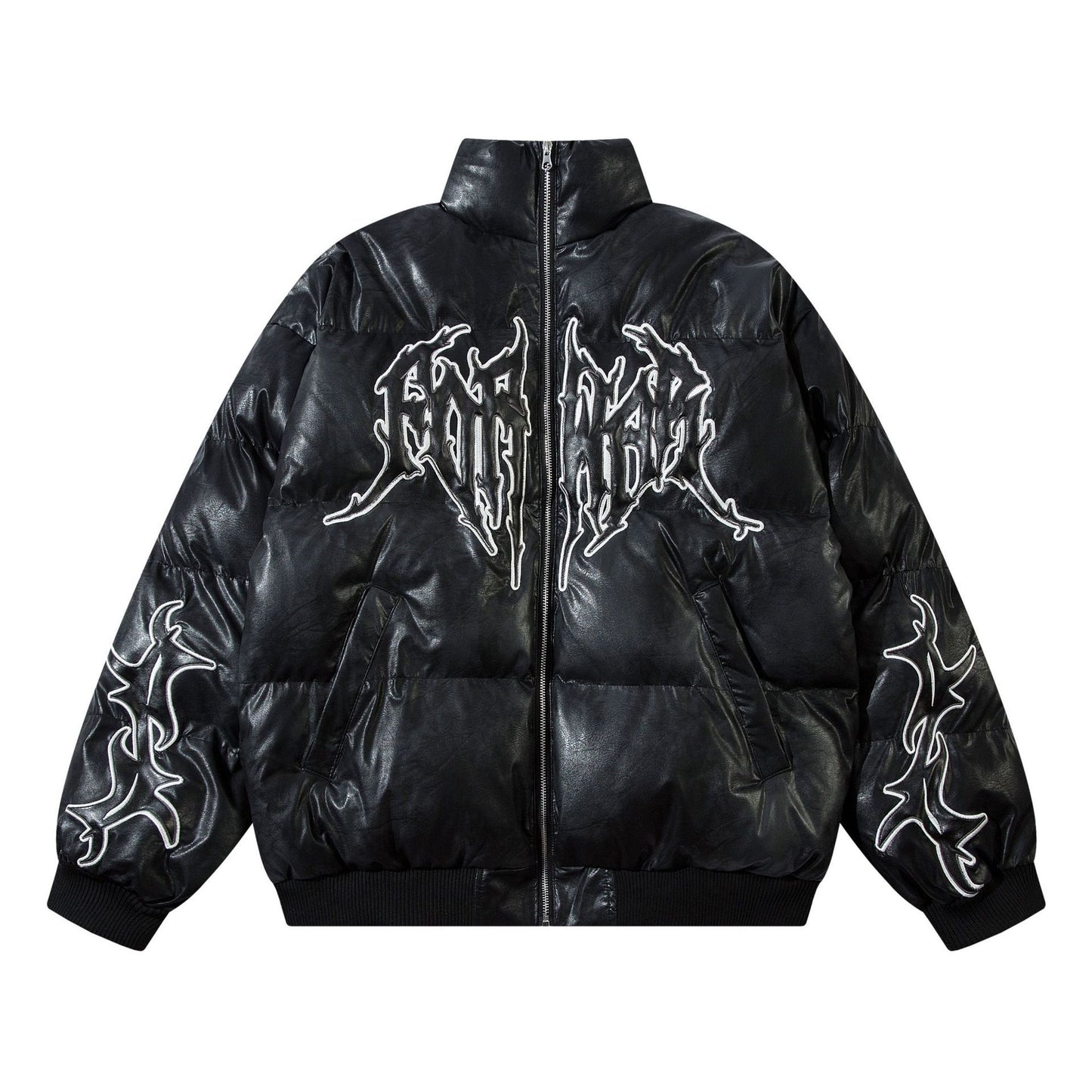 73r1 - Embroidered PU Retro Jacket