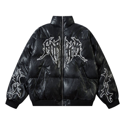 73r1 - Embroidered PU Retro Jacket