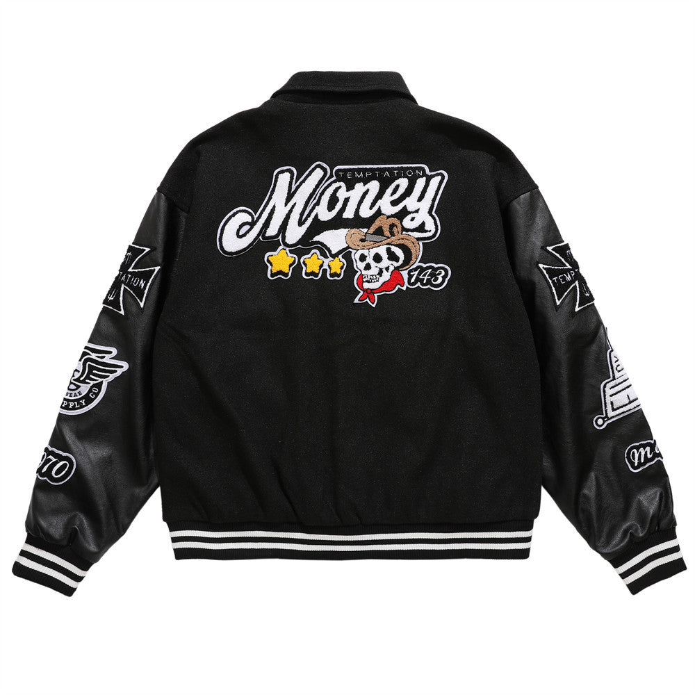 73r1 - Skulllord Flocked Skull Graphic Jacket