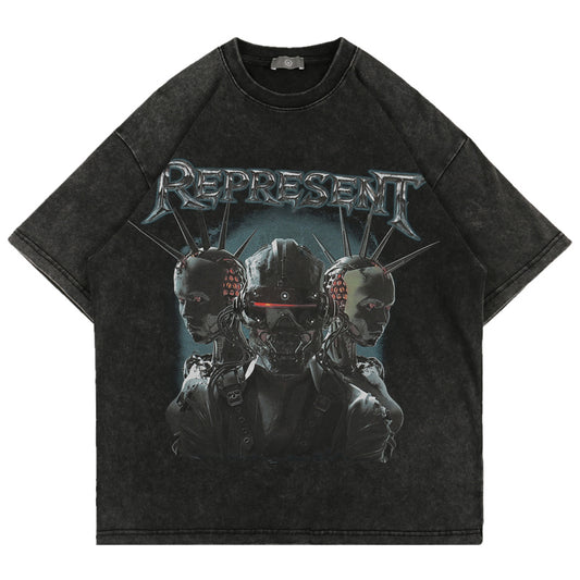 73r1 - Washcore Dark Grey Artistic Print Youth Tee